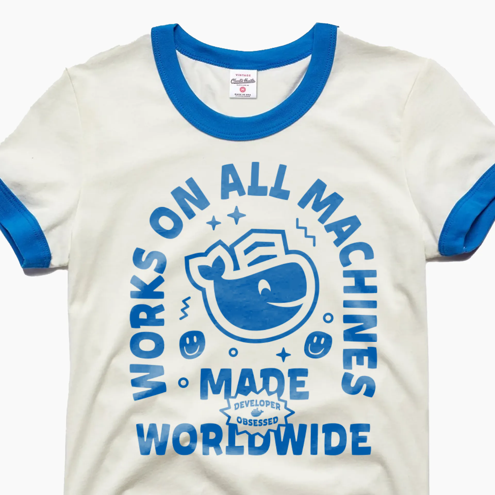 White Ringer Works on My Machine TShirt Docker Swag Store