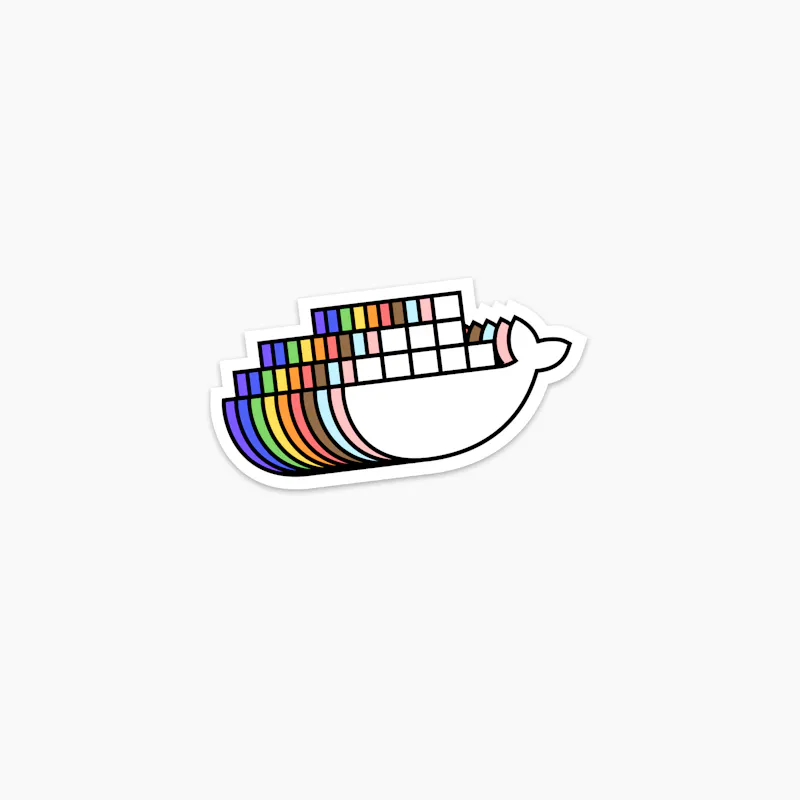 Docker Retro Rainbow Sticker - image1